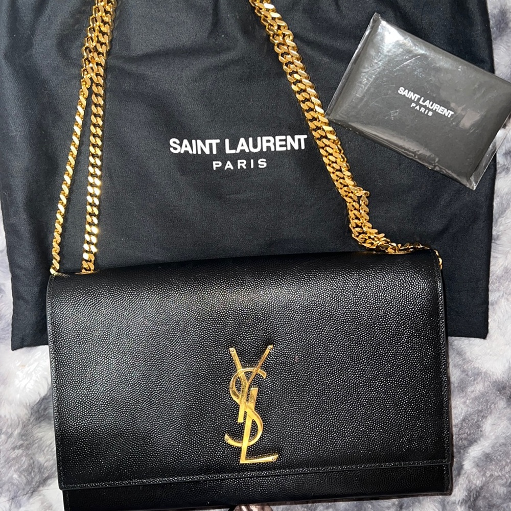 Authentic YSL Kate Medium Black Bag with Gold Hardware